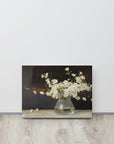 White Blossoms in Glass Vase | Canvas Paints