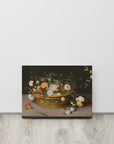 Flowers in a Basket and a Vase | Canvas Print