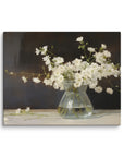 White Blossoms in Glass Vase | Canvas Paints