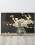 White Blossoms in Glass Vase | Canvas Paints